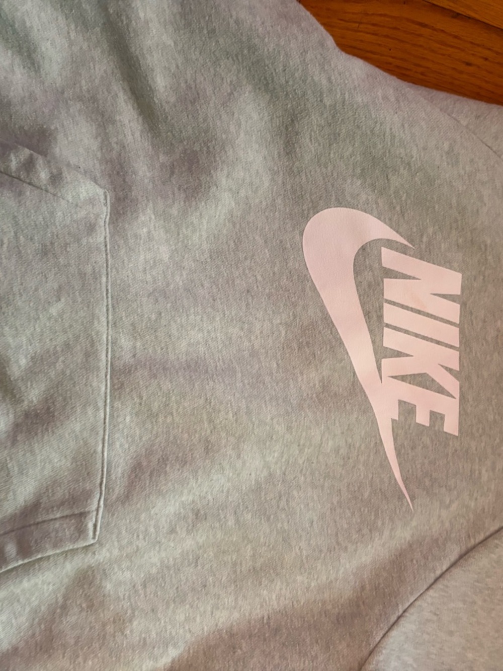 Nike Light Gray Sweatshirt with Pale Pink Logo